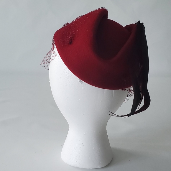 Vintage Burgundy 100% Wool Felt Hat By Ruth Alan - Picture 3 of 7